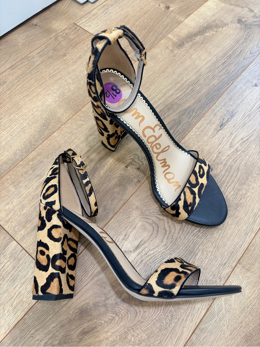 Sam Edelman leopard faux fur heels – size 8 1/2